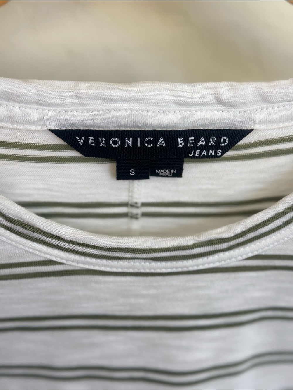 Veronica Beard Jeans Dree Striped Muscle Tee Tank Top Olive Small - Picture 2 of 4